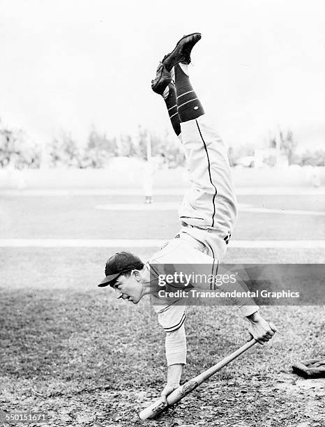 Danny Gardella, outfielder for the New York Giants, clowns around during a break at spring training, Miami, Florida, February 14, 1946.