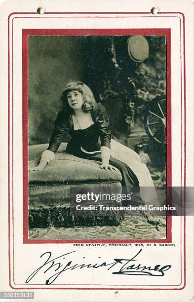 Cabinet photograph from a series features actress Virginia Harned from the theatrical production 'Trilby' staged at the Garden Theater, New York, New...