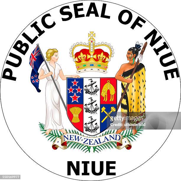 Coat of arms of the island of Niue in the Soth Pacific Ocean.