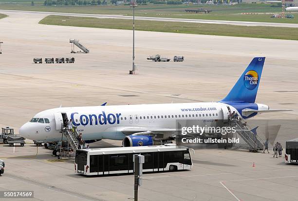 An Airbus A 320 of Condor on the airport in Stuttgart