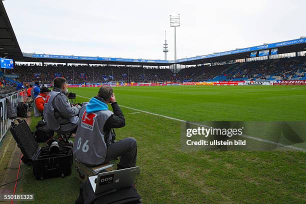 Sports, football, 2. Bundesliga, German second league, 2012/2013, VfL Bochum versus Eintracht Brunswick 0:1, rewirpowerstadion in Bochum, press,...