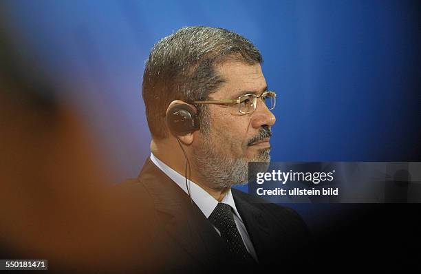 Staatspräsident Mohammed Mursi während einer Pressekonferenz anlässlich seines Besuches in Berlin