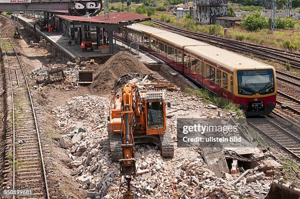 Die Baustelle S-Bahnhof Warschauer Straße in Berlin-Friedrichshain.