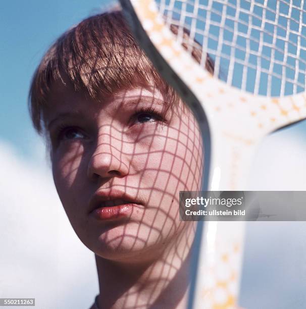 Portrait mit Tennisschläger, 70er Jahre