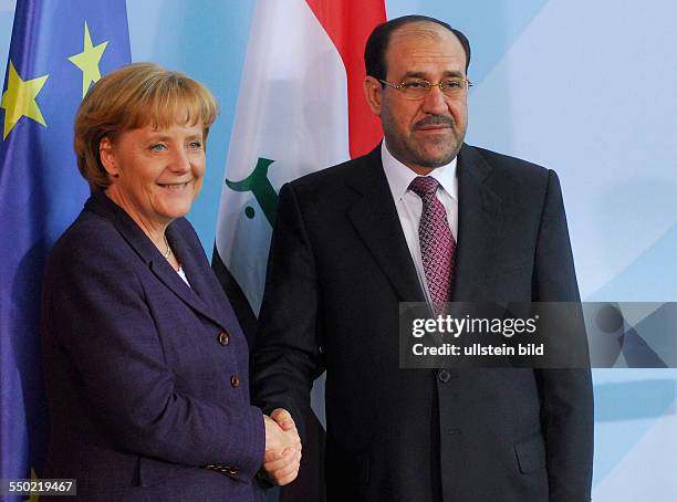 Bundeskanzlerin Angela Merkel während einer gemeinsamen Pressekonferenz mit dem irakischen Ministerpräsidenten Nouri Al-Maliki in Berlin