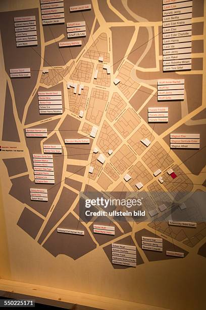 Jüdisches Museum Oslo: Stadtplan zeigt die Wohnorte der 1942 deportierten Juden in Oslo