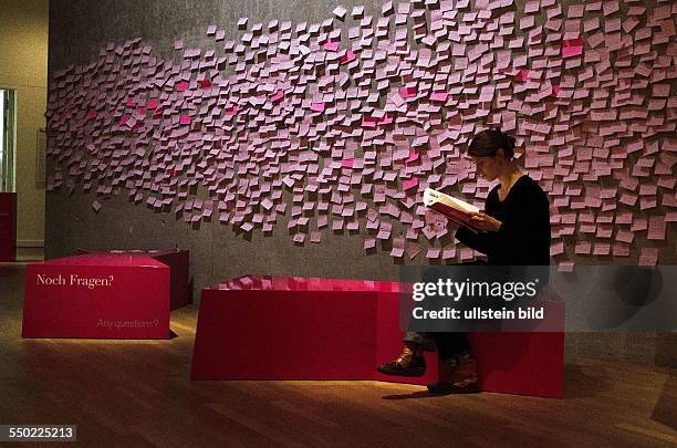 Berlin Jewish Museum. 'What you always wanted to know about Jews' - exhibition. Wall with visitors' questions .