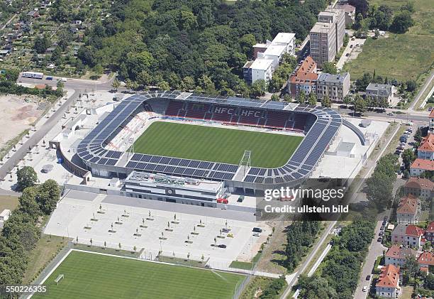 Halle Saale Sachsen Anhalt ERDGAS Sportpark HFC Stadion Fußballstadion, Luftbild, Luftaufnahme