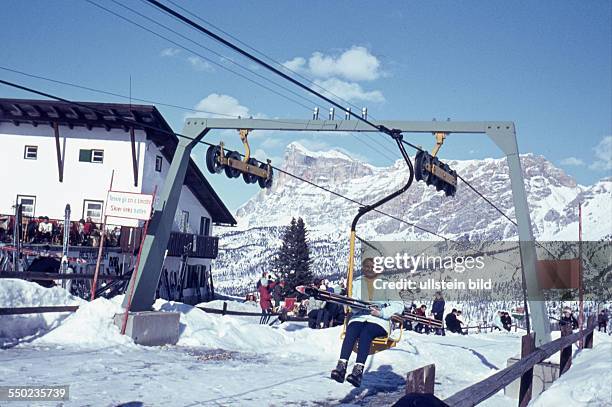 Skiing in the mountains in Italy