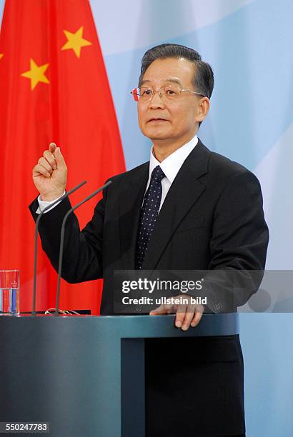 Ministerpräsident Wen Jiabao während einer Pressekonferenz in Berlin