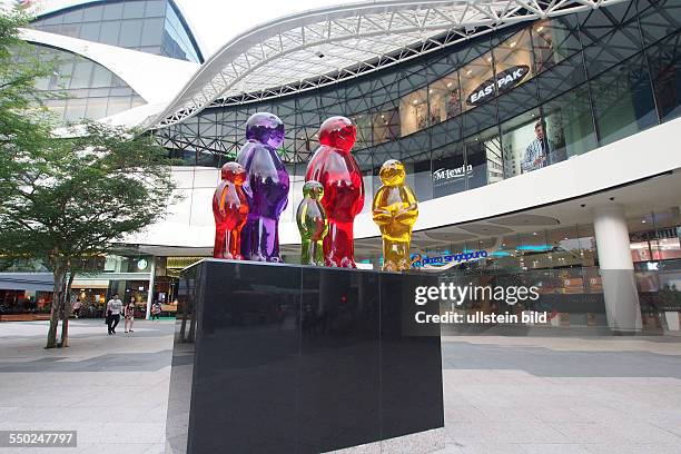 Colorful Acrylic Family Statues in front of the Plaza Singapura Shopping Centre, 68 Orchard Road, Singapore, 27.02.13