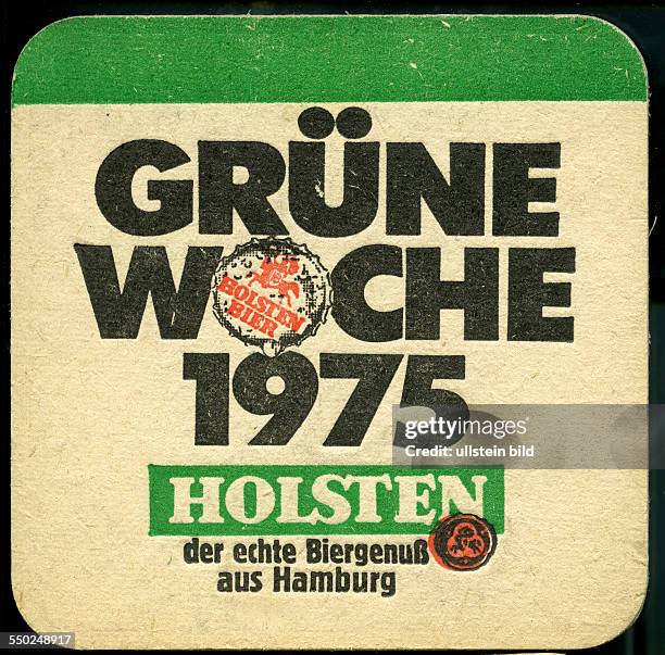 Deutschland, ca. 1970, Bierdeckel, Holsten, Grüne Woche 1975,