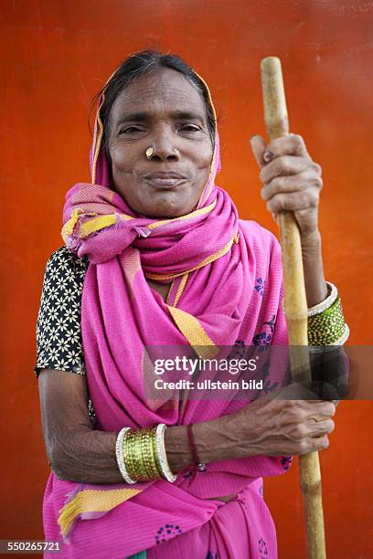 Hyderabad Frau in der Nähe der Hauptstadt des Bundesstaates Andrah Pradesh