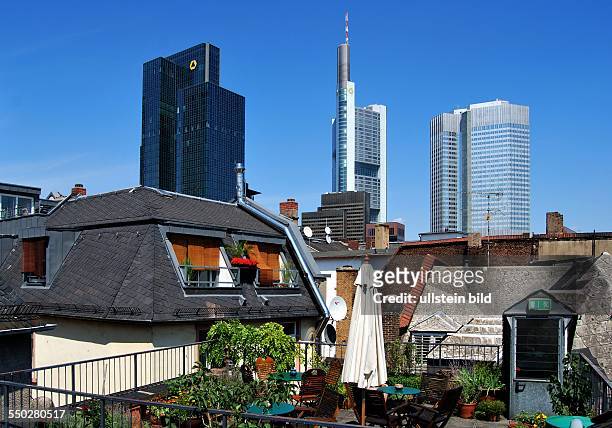 Frankfurt am Main, Bankenviertel - Dachterrasse auf einem Hotel im Bahnhofsviertel
