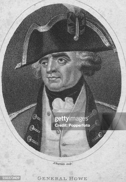 Engraved portrait of General William Howe , Commander in Chief of British Forces during the American War of Independence and 5th Viscount Howe, circa...