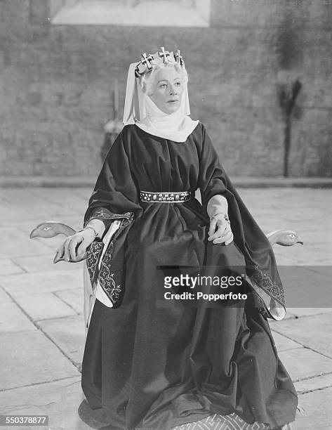 Portrait of theatre actress Martita Hunt in medieval costume, circa 1945.