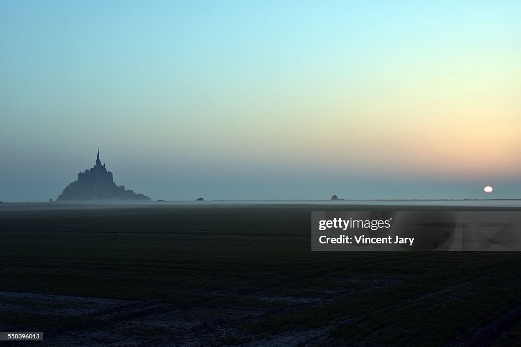 Sunrise mont saint michel UNESCO france