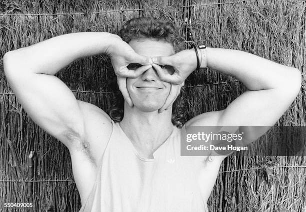 Portrait of actor and singer Craig Mclachlan joking around, November 29th 1988.