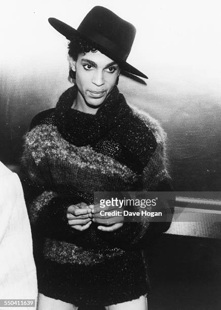 Musician Prince arriving at the BBC Radio 1 studios, London, April 1st 1987.