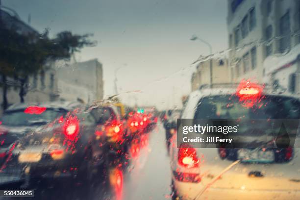 view through a rainy window - new zealand otago road stock pictures, royalty-free photos & images