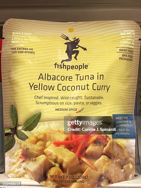 Albacore tuna in yellow curry sauce. Instant meal in a bag.