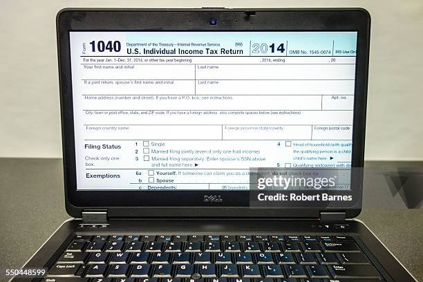 View of an IRS 1040 Tax Form on a Laptop computer screen being prepared for an electronic filing.