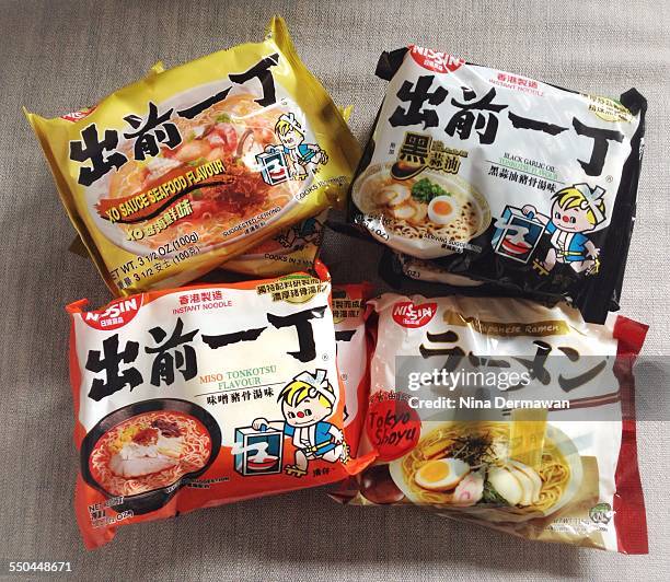 Different flavours of instant noodles.