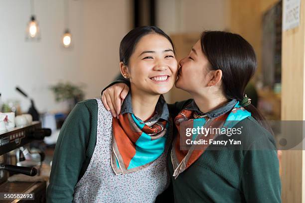 happy waitress friends