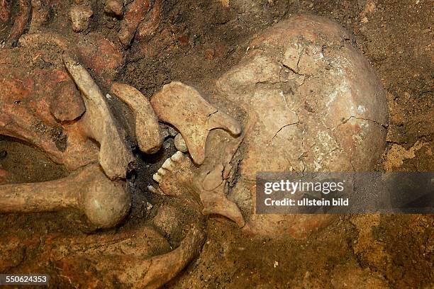 Massengrab Lützen / Archäologen des Landesamtes für archäologie und Denkmalpflege Sachsen Anhalt gelang der erste materielle Nachweis von aus der...