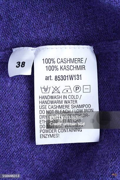 Kleidung Waschzettel Pflegehinweise Piktogramme Kaschmirpullover