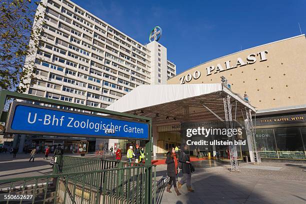 The re-opened cinema Zoo Palast at the underground station "Zoologischer Garten" in the City West at the street Hardenberg Strasse and the high-rise...