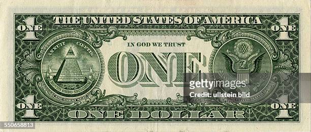 Dollarnote, gruen, Rueckseite, mit Grossem Geheimen Siegel der USA, Nord-Amerika, 9046USA-1-Dollarnote-B