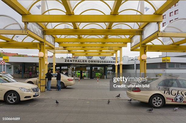 Entrance to Central Bus Station ZOB Berlin at street Masurenallee near Funkturm, Charlottenburg-Wilmersdorf district, Berlin