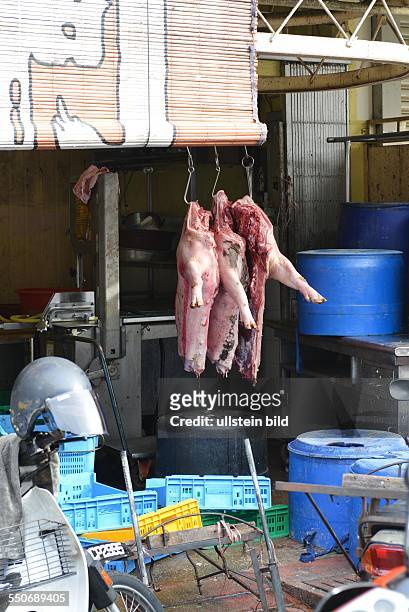 Schweinefleisch, Verkauf, Wochenmarkt, Chinatown, Georgetown, Penang, Malaysia