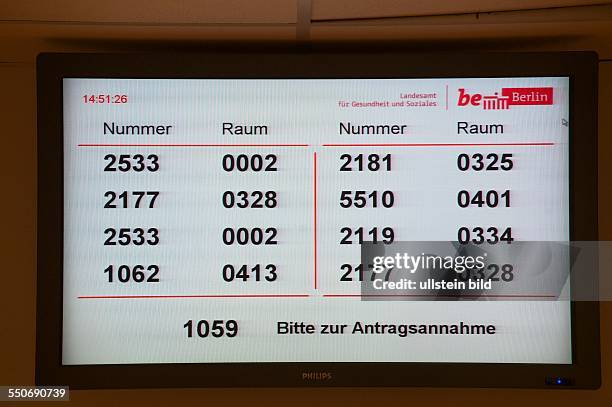 Zentrale Aufnahmeeinrichtung und Zentrale Leistungsstelle Berlin , Turmstraße 21, Anzeigetafel