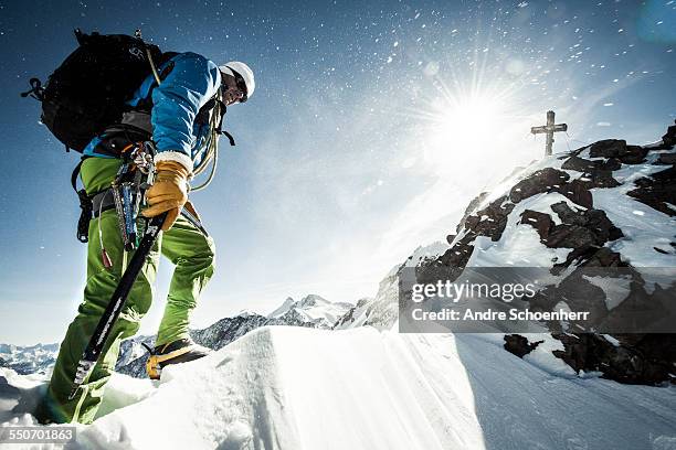 trekking in the austrian alps - ice axe stock pictures, royalty-free photos & images