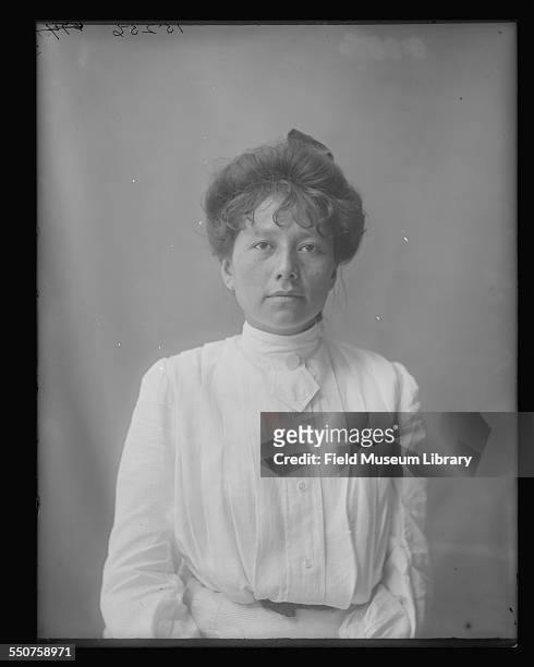 Grace Waukon, woman fFrom Bureau of Indian Affairs Haskell School in Kansas at the Louisiana Purchase Exposition, St Louis, Missouri, June 6, 1904....