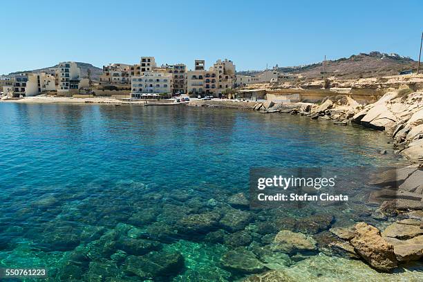 mediterranean sea coast line near marsalforn bay - gozo malta fotografías e imágenes de stock
