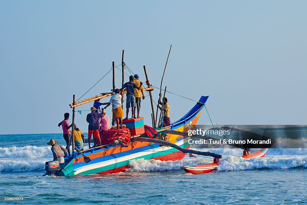 Sri Lanka, Weligama bay, catamaran, boat