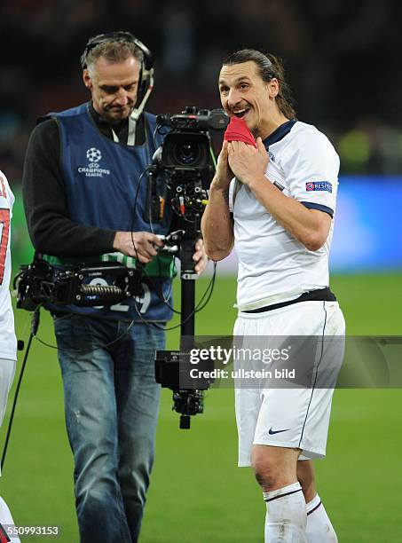 Fussball, Saison 2013-2014, UEFA Champions League, Achtelfinale, Bayer 04 Leverkusen - Paris Saint Germain 0-4, Zlatan Ibrahimovic