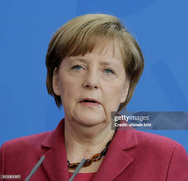 Berlin, Bundeskanzleramt, Pressekonferenz von Bundeskanzlerin Angela Merkel und dem kanadischen Premierminister Stephen Harper, Foto: Angela Merkel