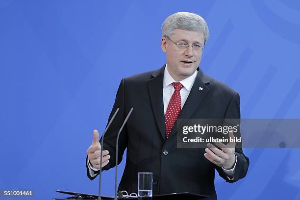 Berlin, Bundeskanzleramt, Pressekonferenz von Bundeskanzlerin Angela Merkel und dem kanadischen Premierminister Stephen Harper, Foto: Stephen Harper