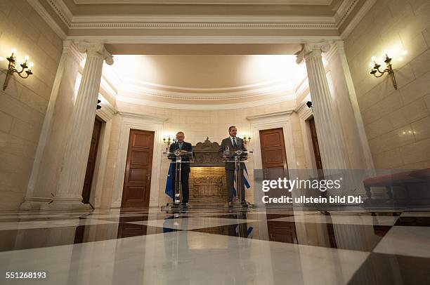 Jean-Claude Juncker, first ever elected by the voters president-of the European Commission visits Athens in his first trip since his election. He...