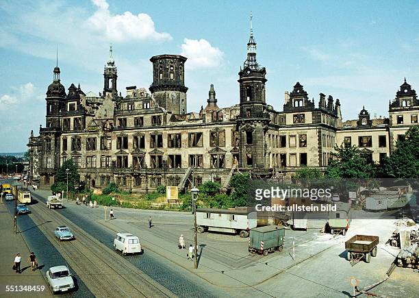 Ruin of Dresden Castle which was destroyed after the bombing of Dresden in World War II