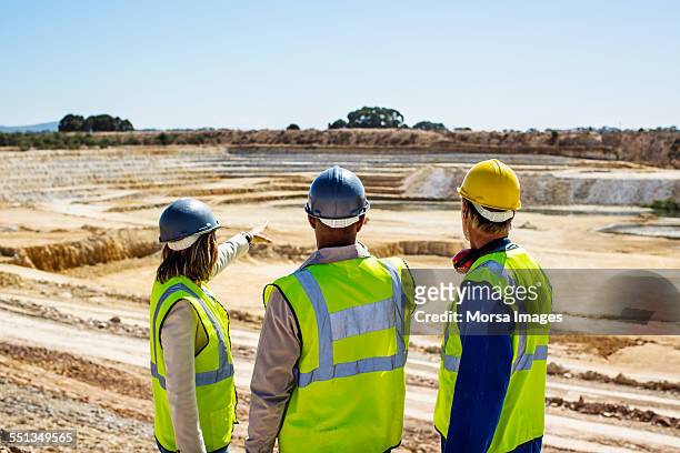 construction team examining quarry - mining natural resources stock pictures, royalty-free photos & images