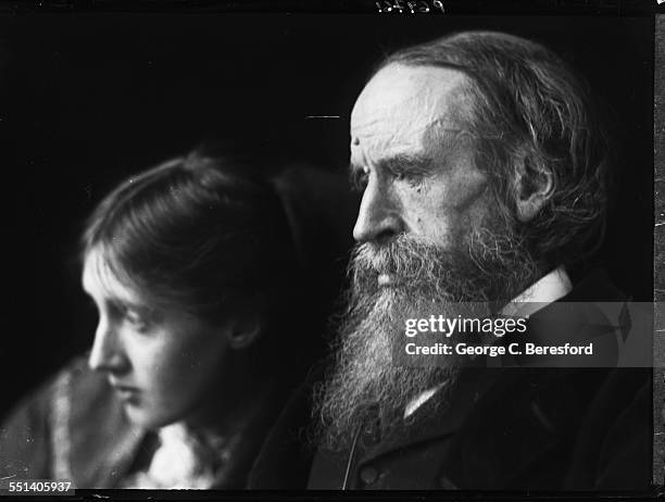 English writer Virginia Woolf with her father, author and critic Sir Leslie Stephen , 1902.