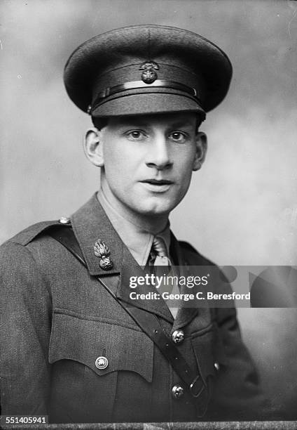 English poet, novelist and soldier, Siegfried Sassoon in military uniform, London, 1915.