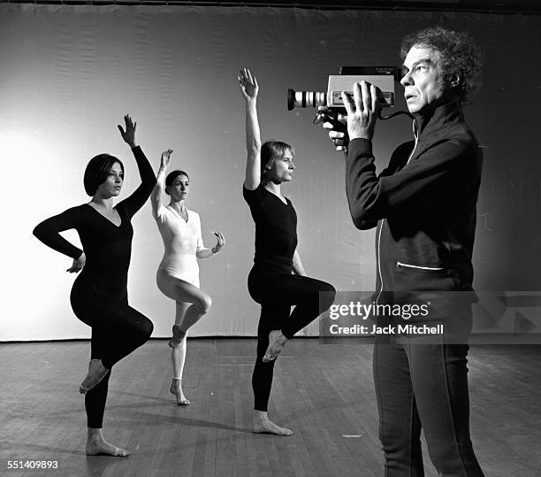 Merce Cunningham and company performing "TV Rerun" at Westbeth in January 1975.