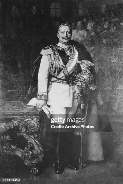 Painted portrait of Kaiser Wilhelm II, wearing ceremonial military dress, 1914.
