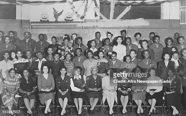 Atlantic City event to bid farewell to departing African-American soldiers leaving to fight in World War Two, a formal photograph taken on Christmas...